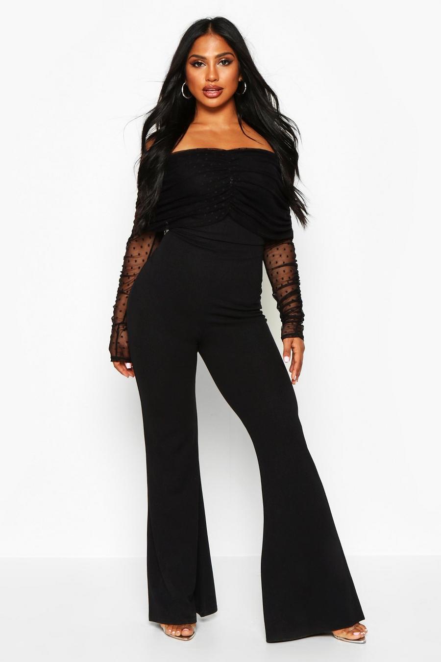 Dobby Mesh Rouched Jumpsuit image number 1