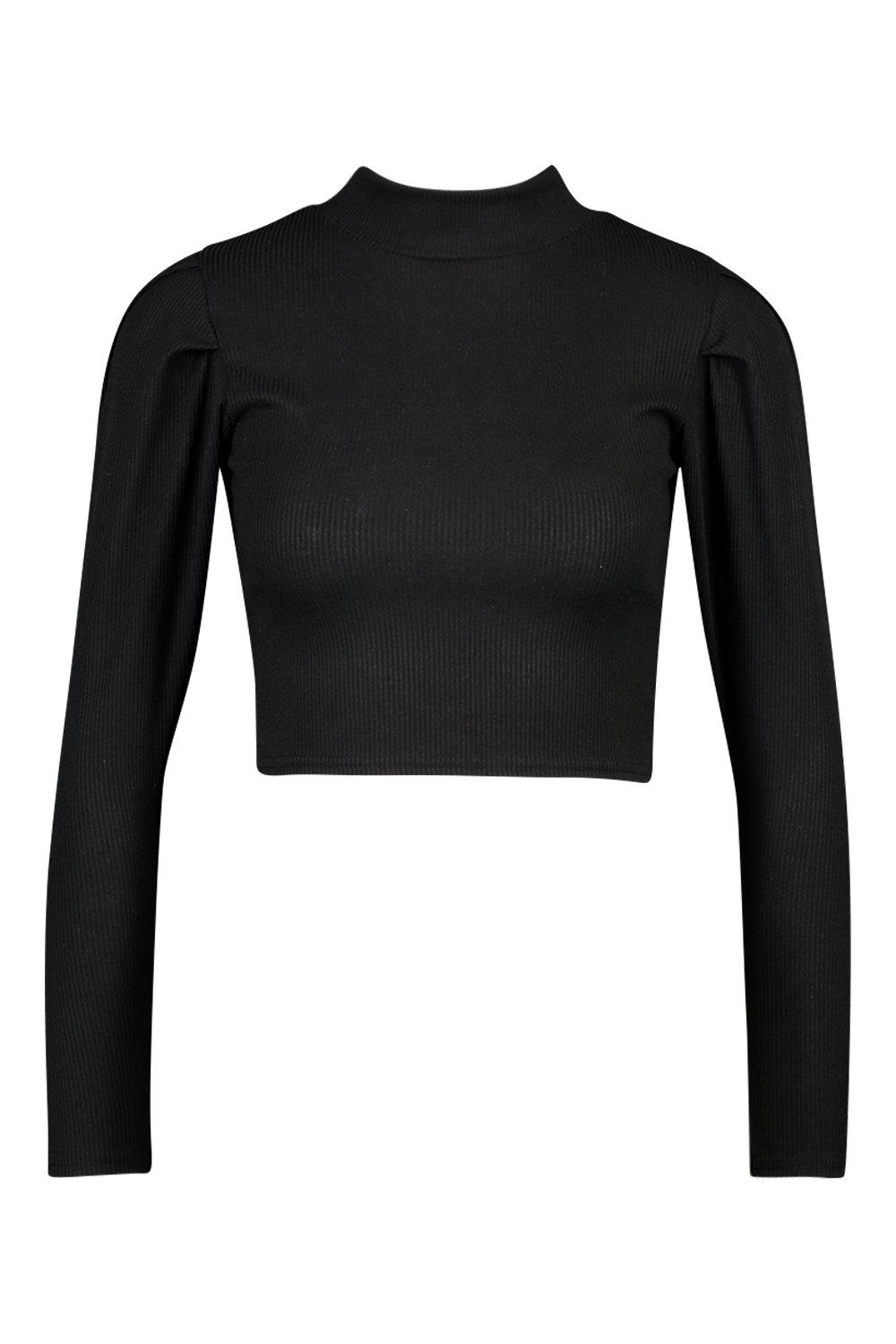 Puff sleeve crop sweatshirt sale