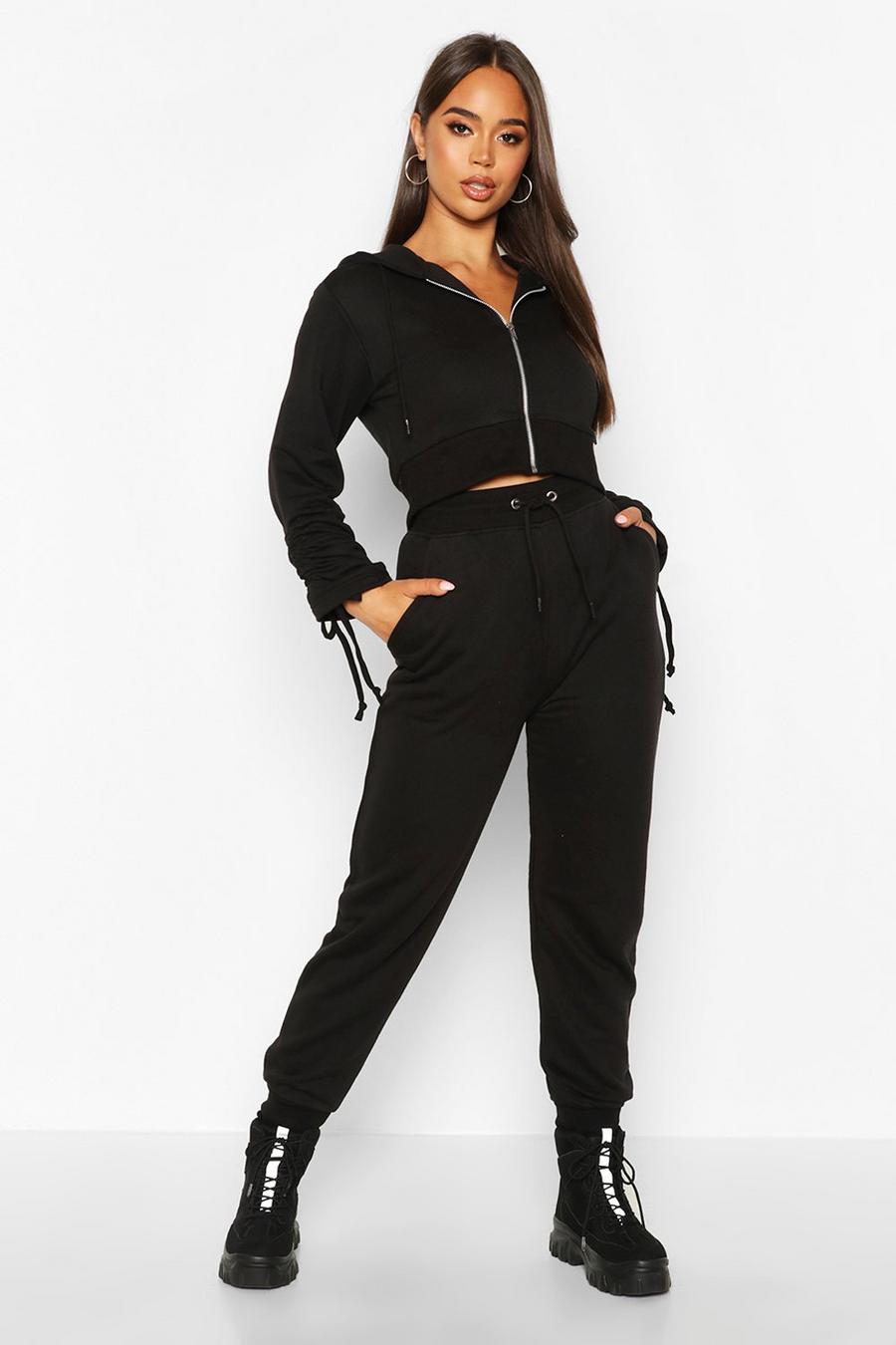Ruched Sleeve Zip Through Crop Tracksuit image number 1