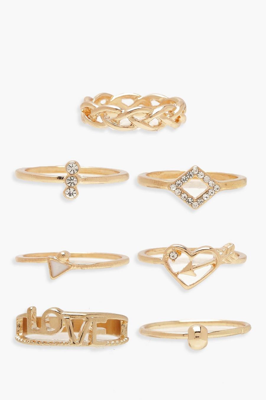 Gold metallizzato LOVE Stack Ring Pack