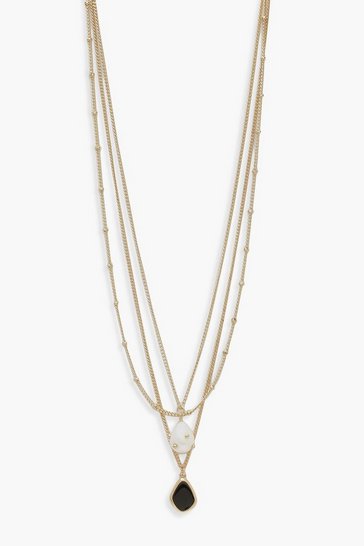 Pearl And Enamel Pendant Layered Necklace | Boohoo UK