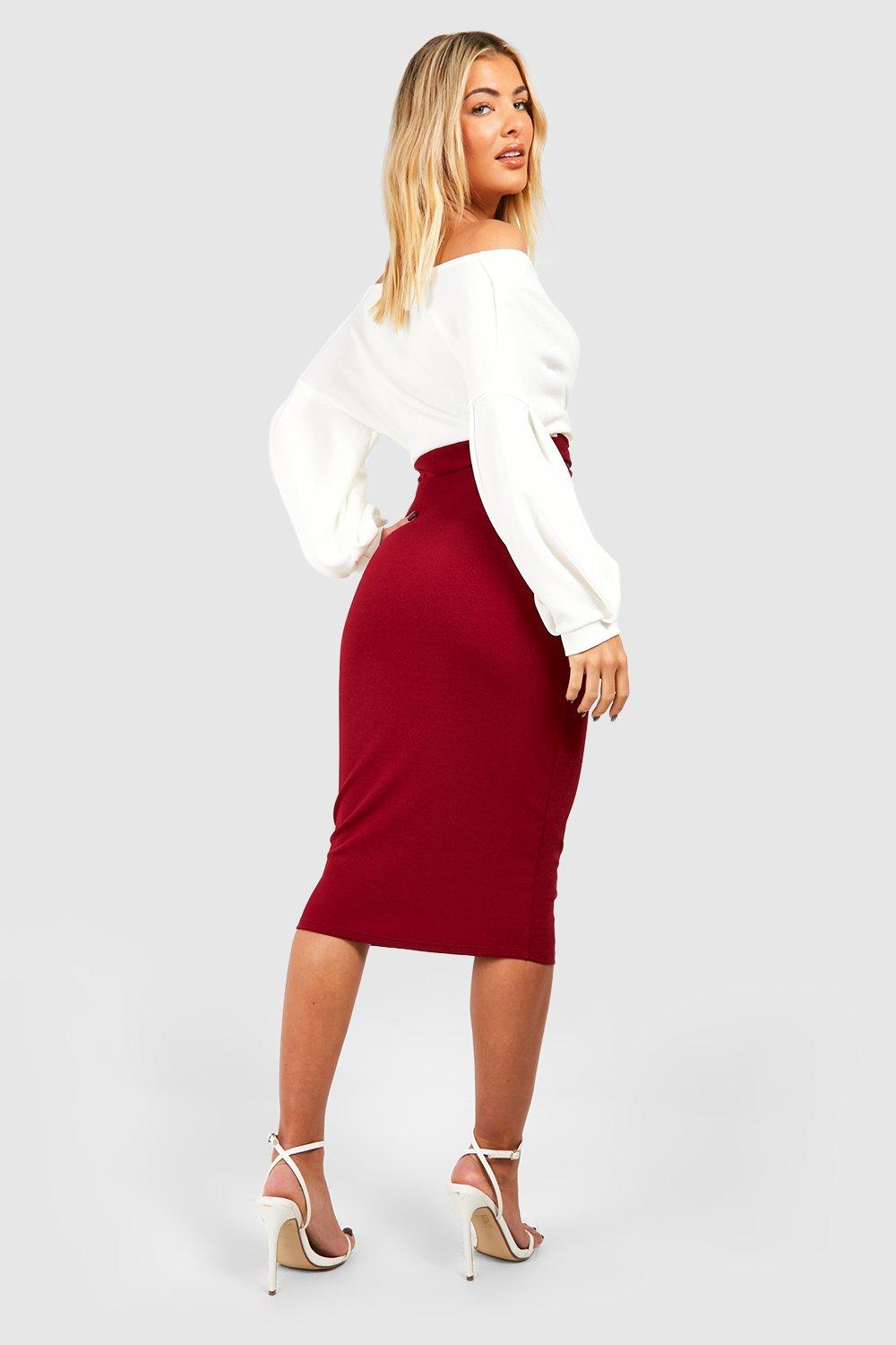 Off shoulder wrap 2024 skirt midi dress boohoo