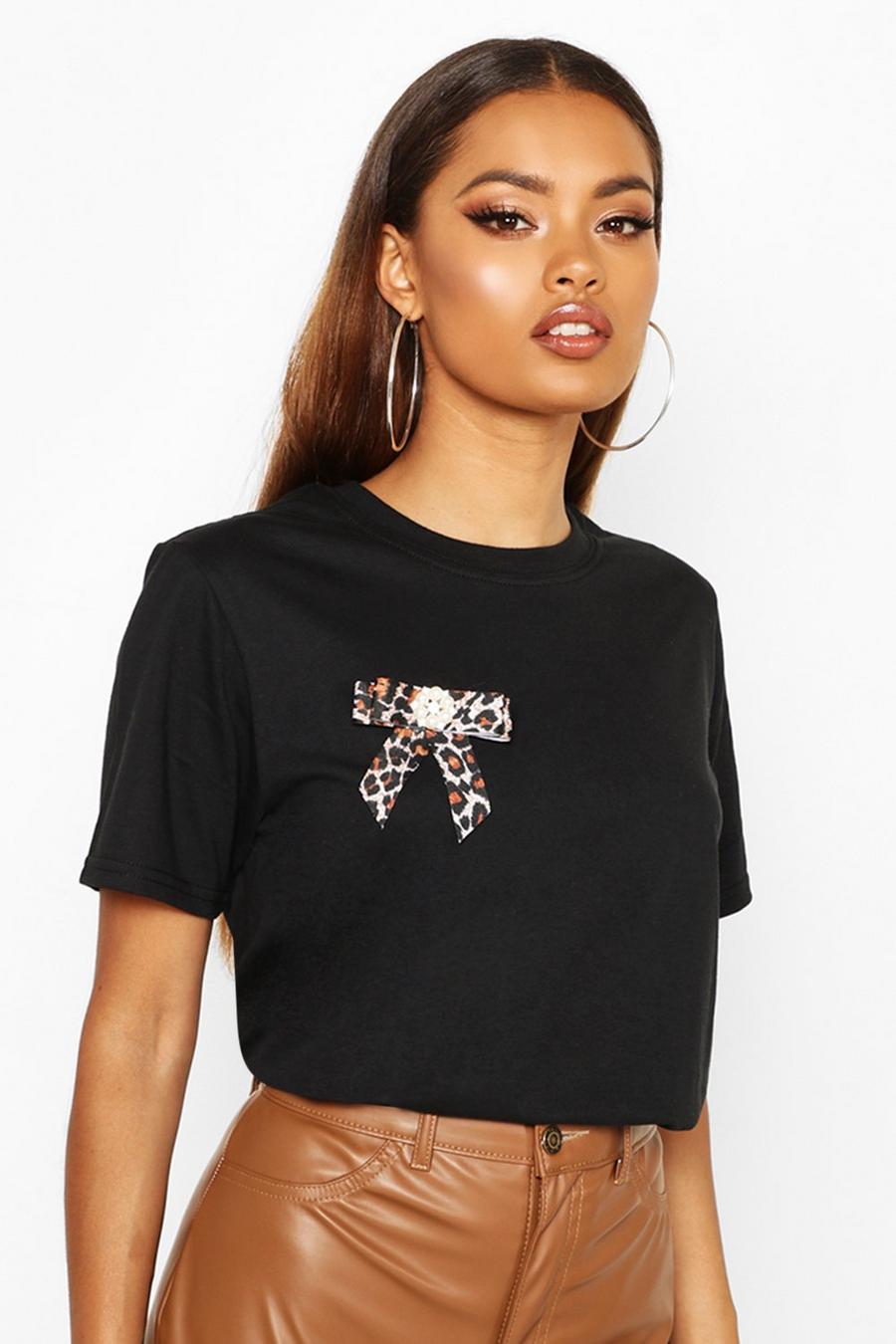 T-Shirt With Removable Animal Bow | boohoo