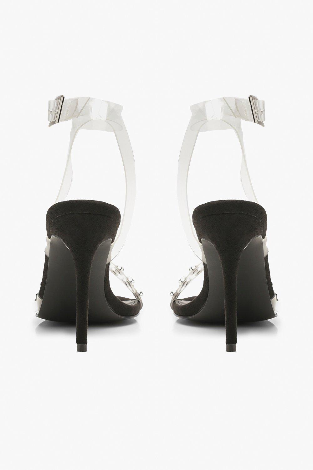Studded Clear Strap Stiletto Heels