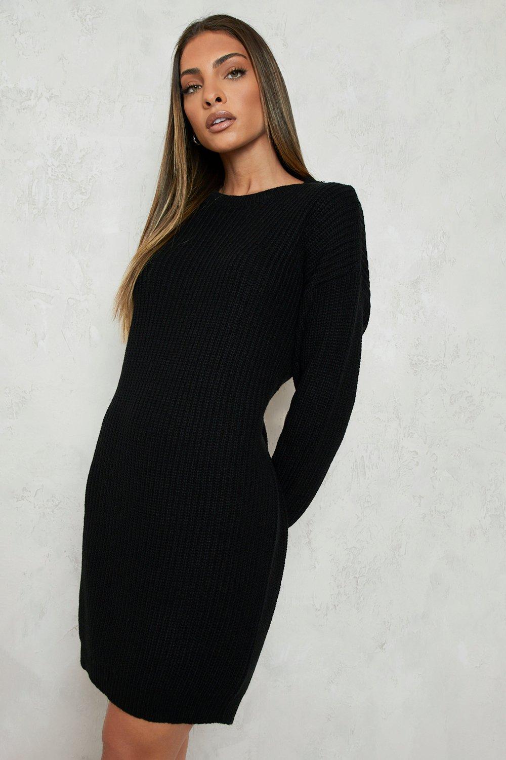 Crew Neck Mini Sweater Dress boohoo USA