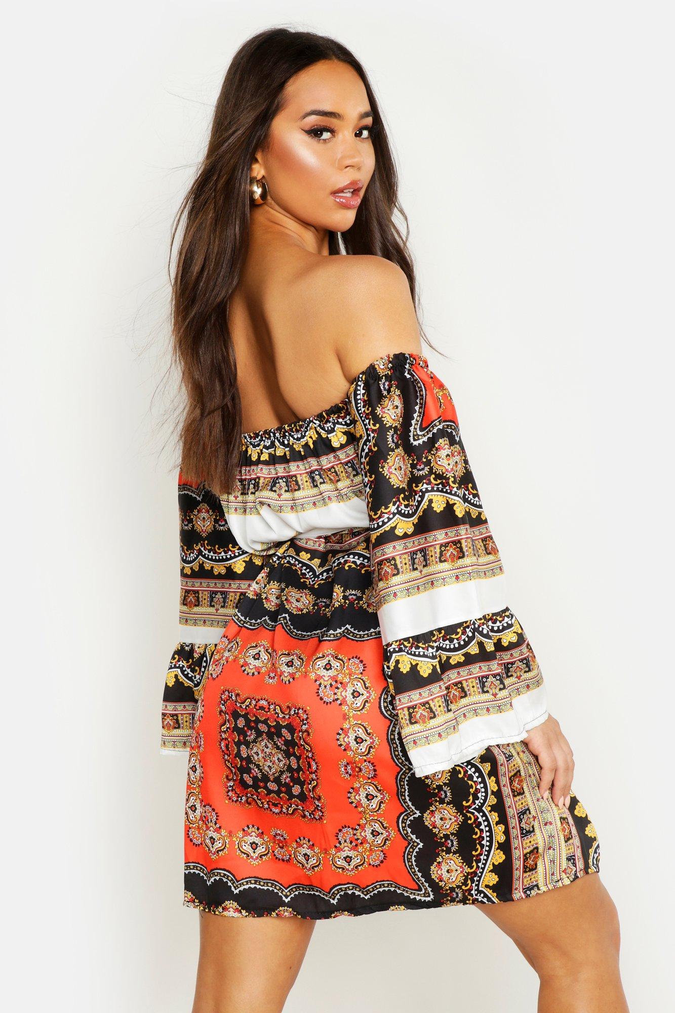 boohoo scarf print dress