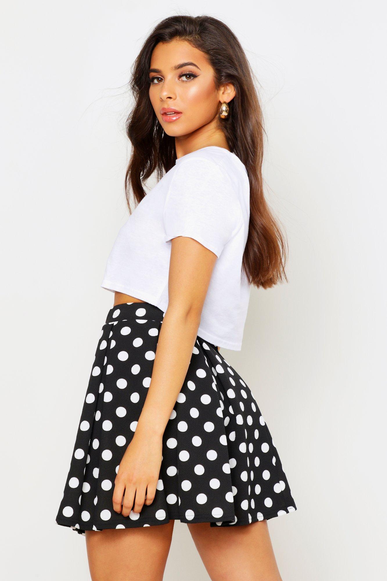 Polka dot skater skirt outfit sales