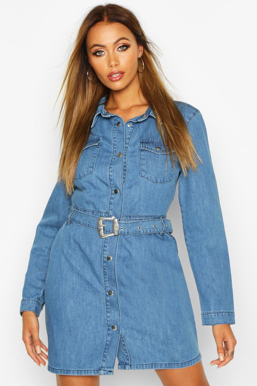 long sleeve denim bodycon dress