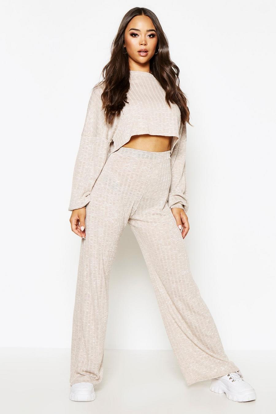 Stone Oversized Slouch Top & Wide Trouser Co-Ord image number 1