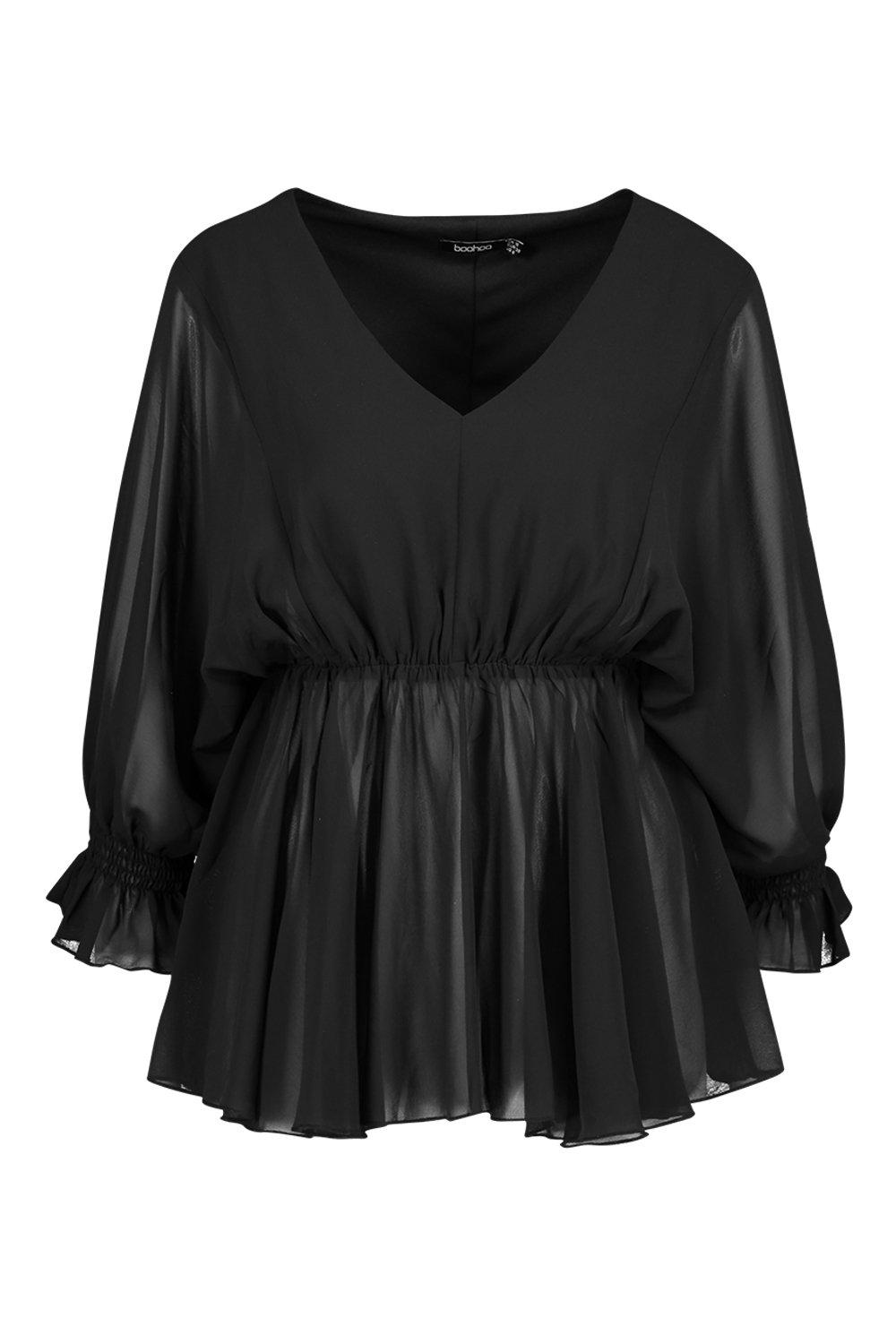 Chiffon Batwing Peplum Top