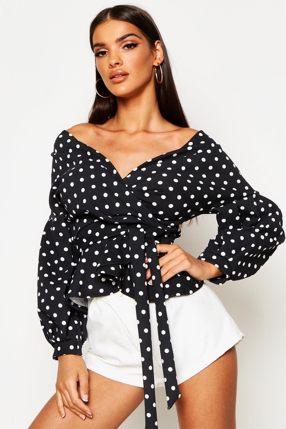 polka dot off the shoulder top