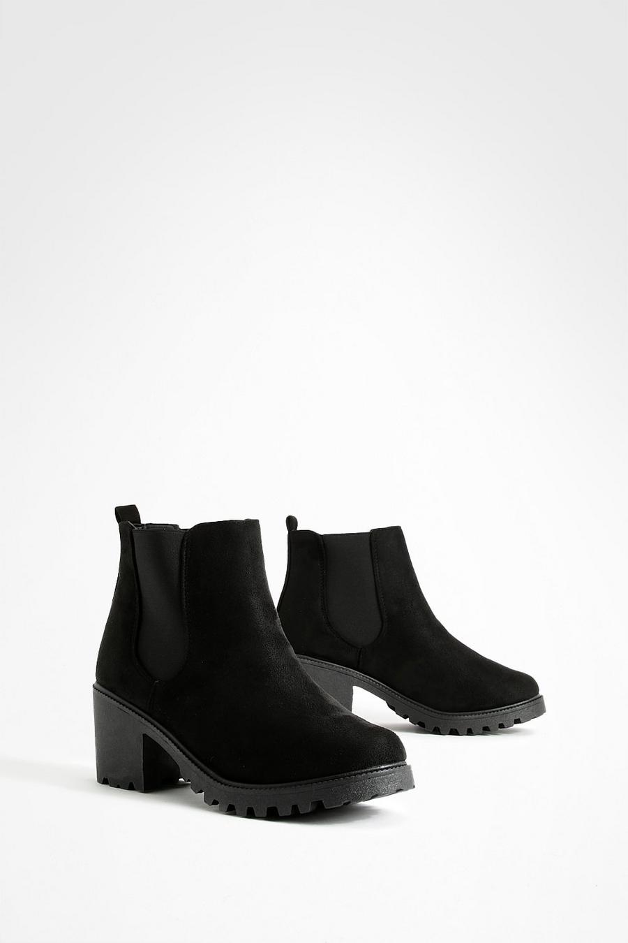 Black svart Wide Fit Chunky Chelsea Boots image number 1