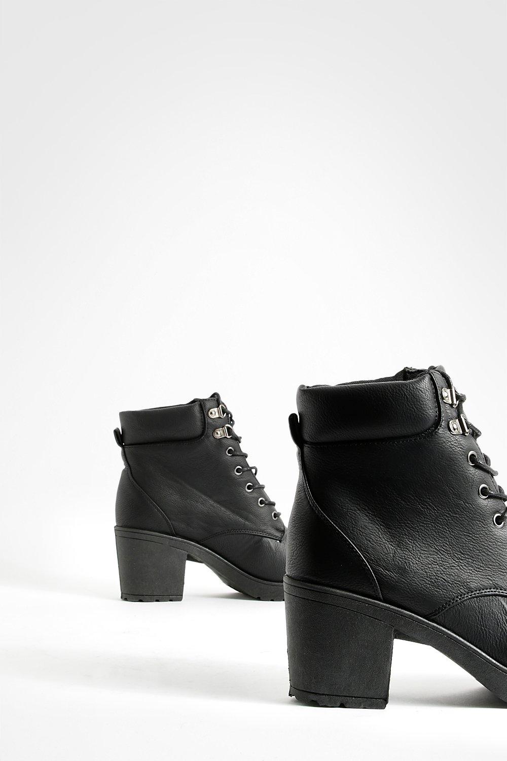 heel combat boots black