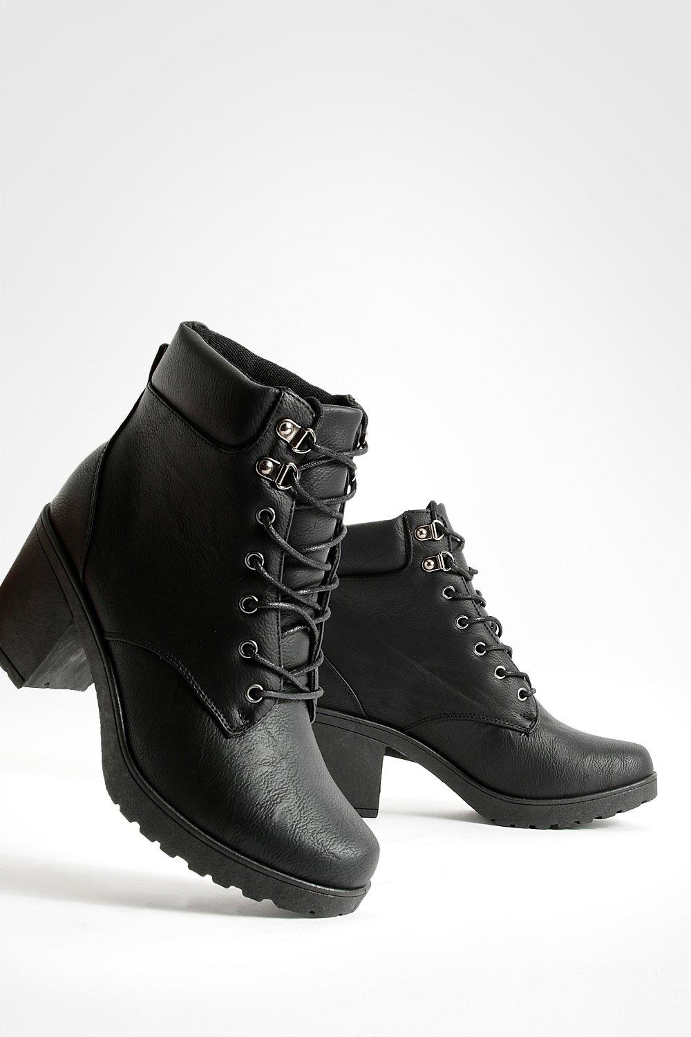 wide width combat boots with heel