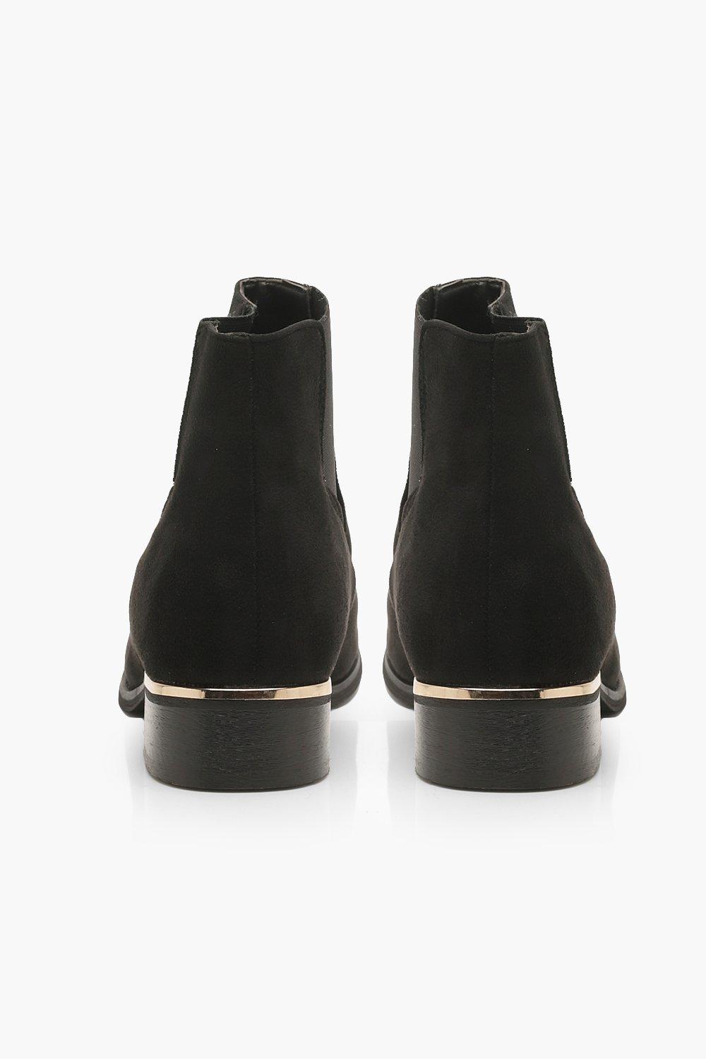 Wide Fit Metal Trim Chelsea Boots boohoo