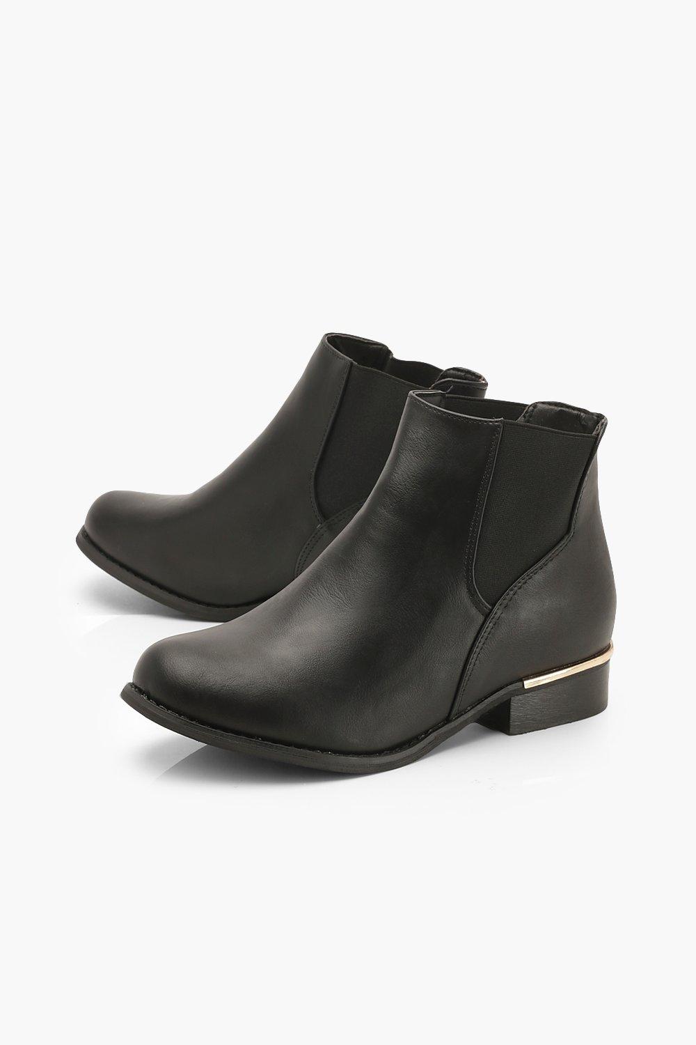 black metal trim chelsea boots