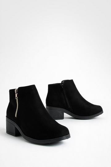 Black Wide Width Zip Side Chelsea Boots