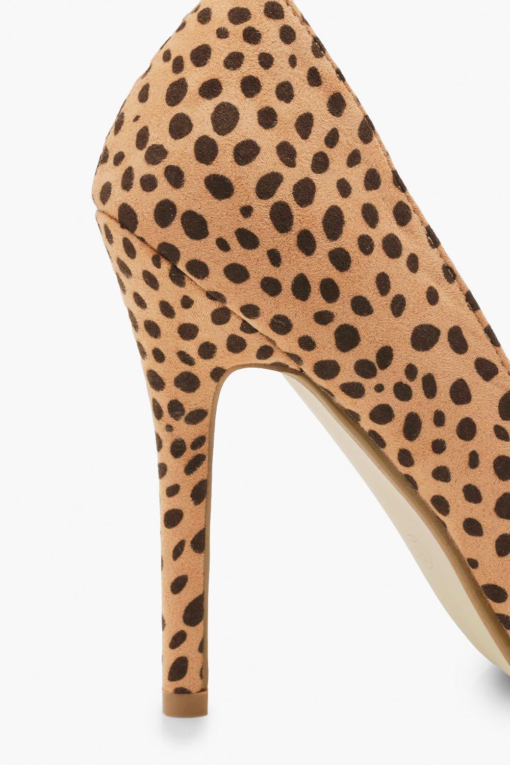 Wide Fit Cheetah Pointed Toe Stiletto Heel Courts