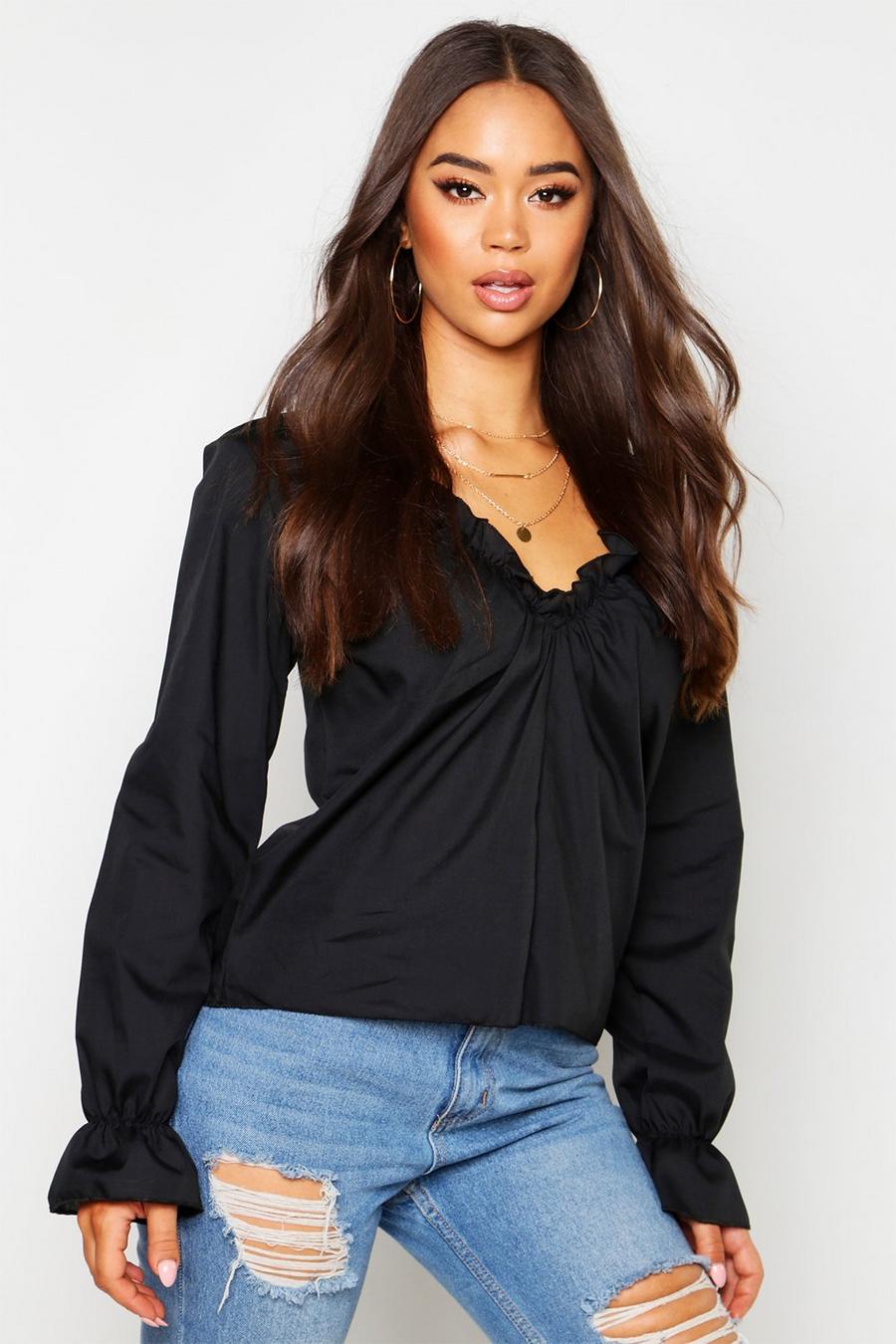 Cotton Ruffle Plunge Top image number 1