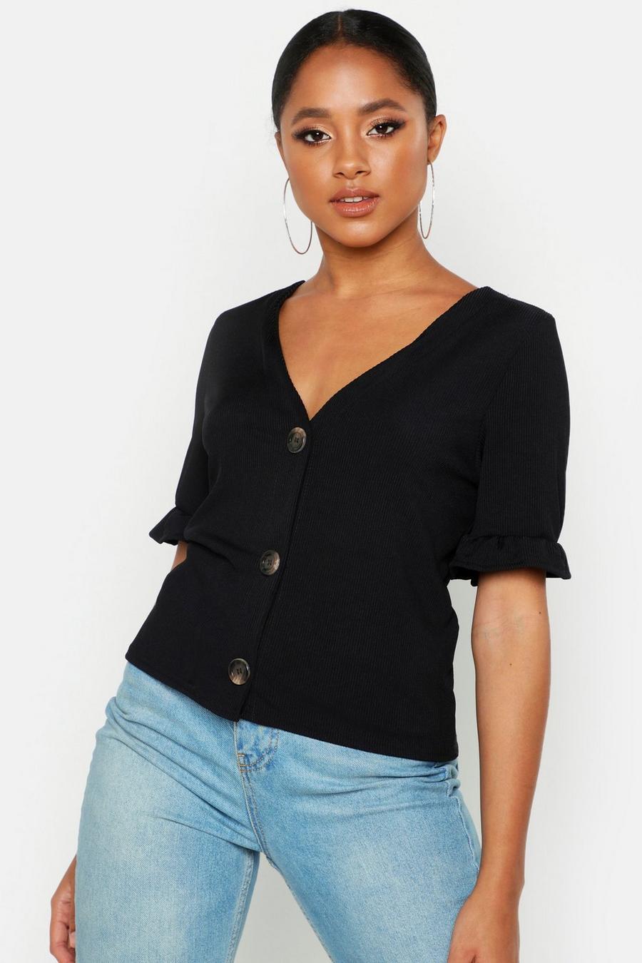 Button Down Frill Sleeve Top image number 1