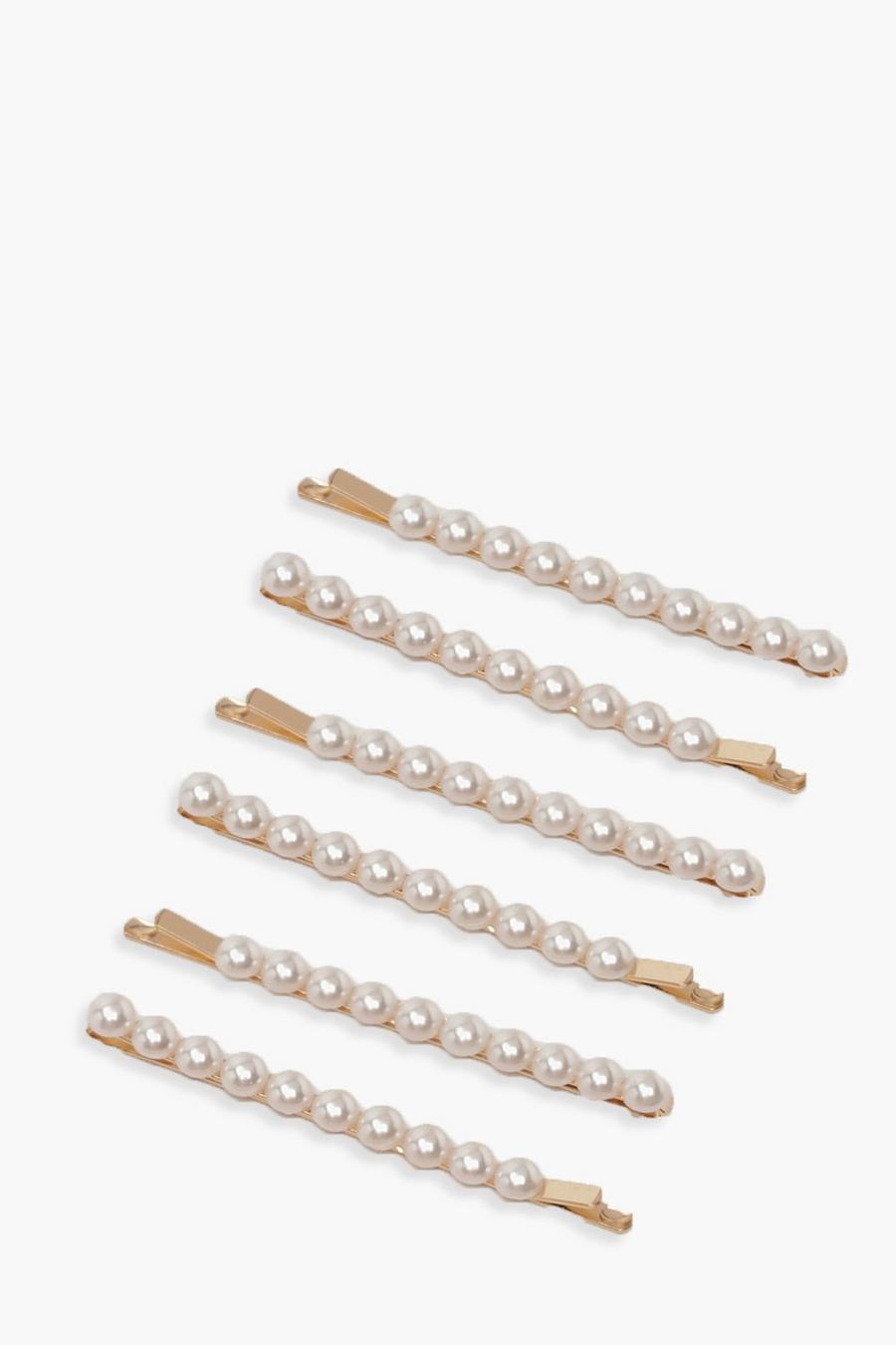 Hårspännen med pärlor (6-pack) image number 1
