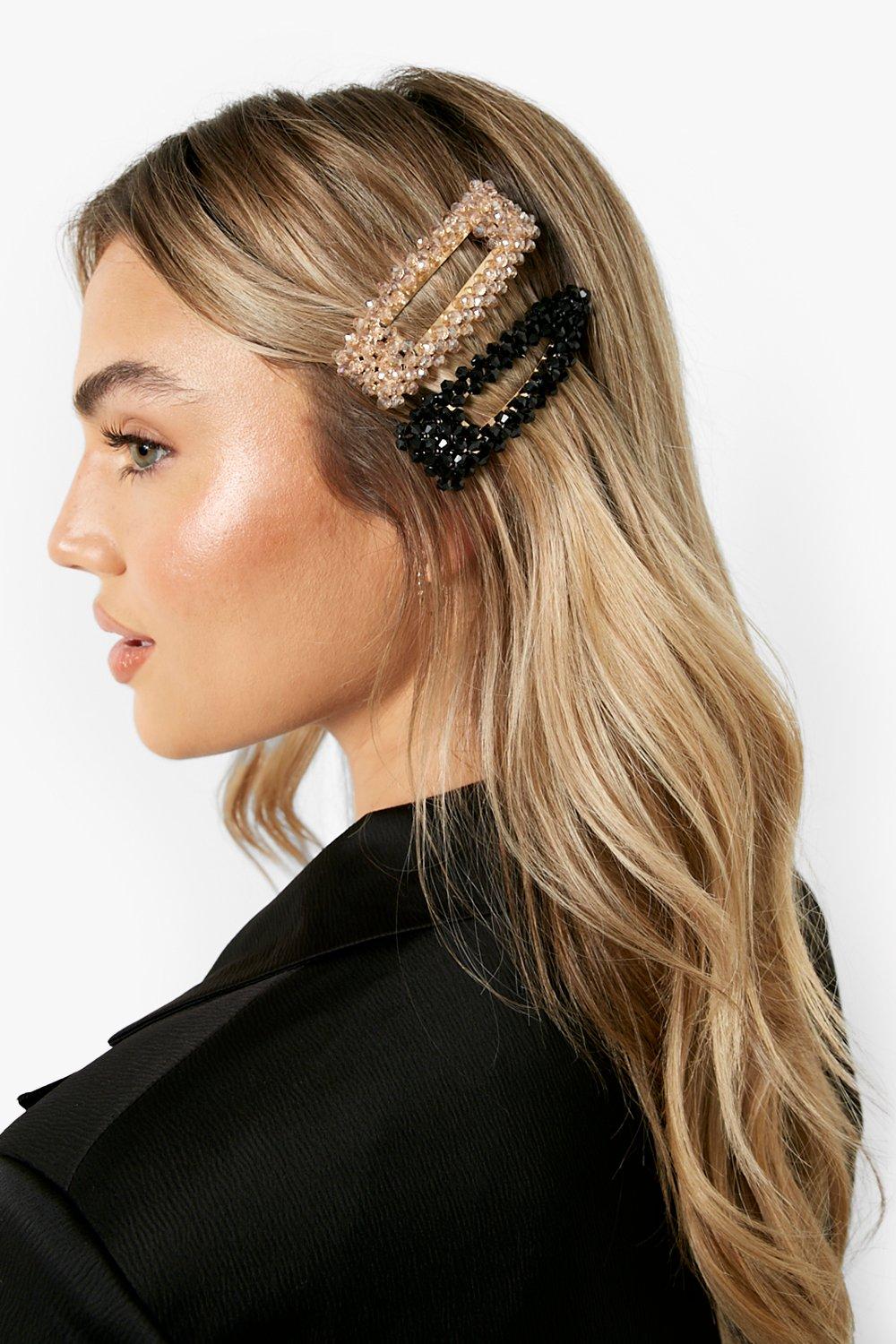 Crystal Bead Hair Clip 2 Pack Boohoo UK