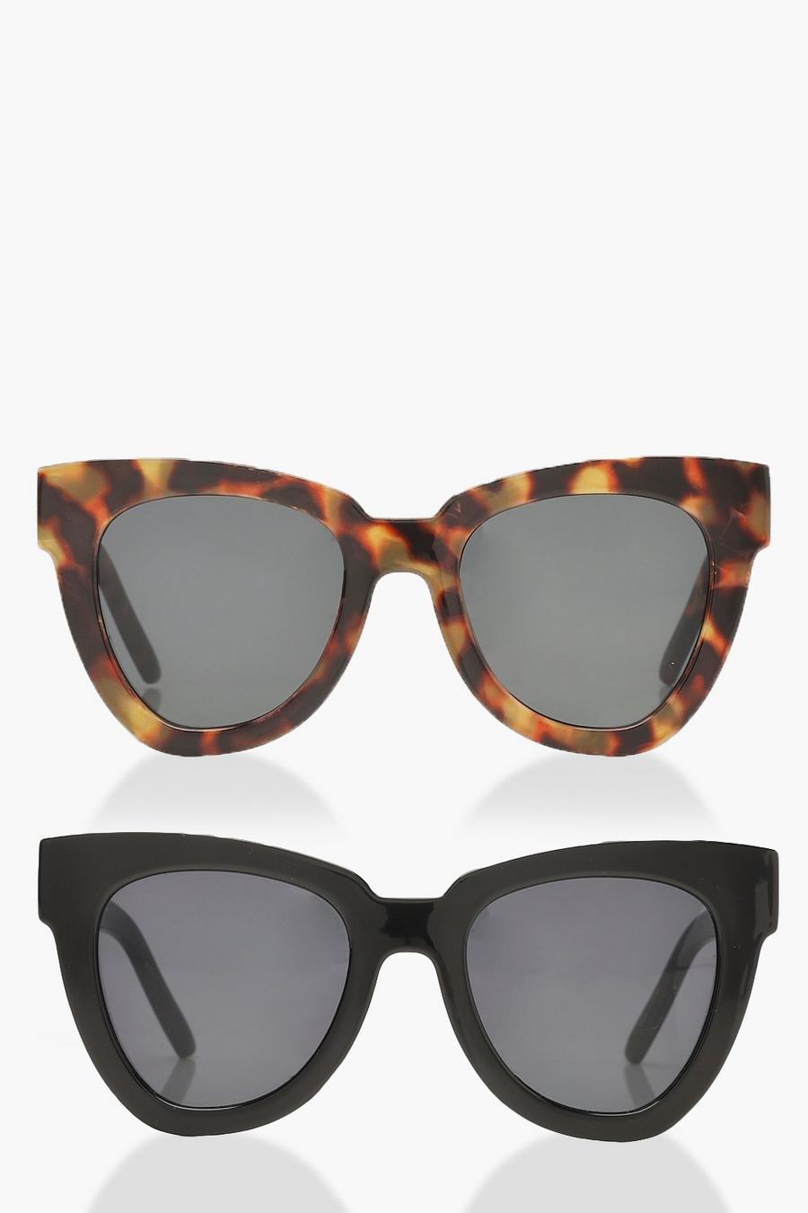 2er-Pack oversized Sonnenbrille mit breiter Fassung, Mehrfarbig image number 1