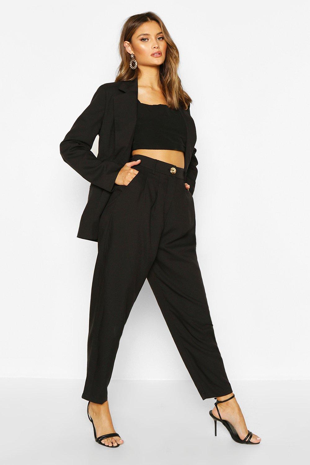 black tapered dress pants