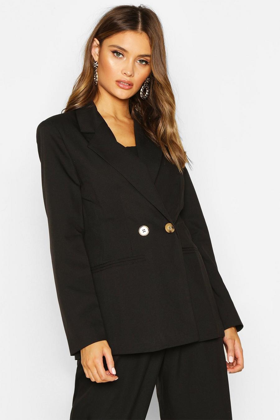Double Breasted Strong Shoulder Blazer | boohoo