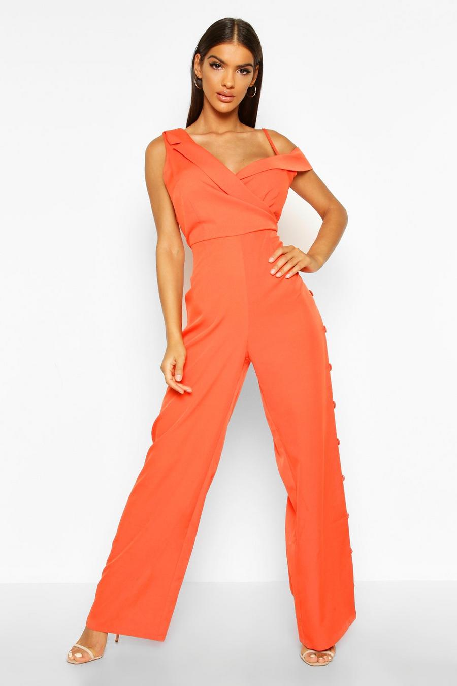Tailored Asymmetric Sleeveless Button Detail Jumpsuit image number 1