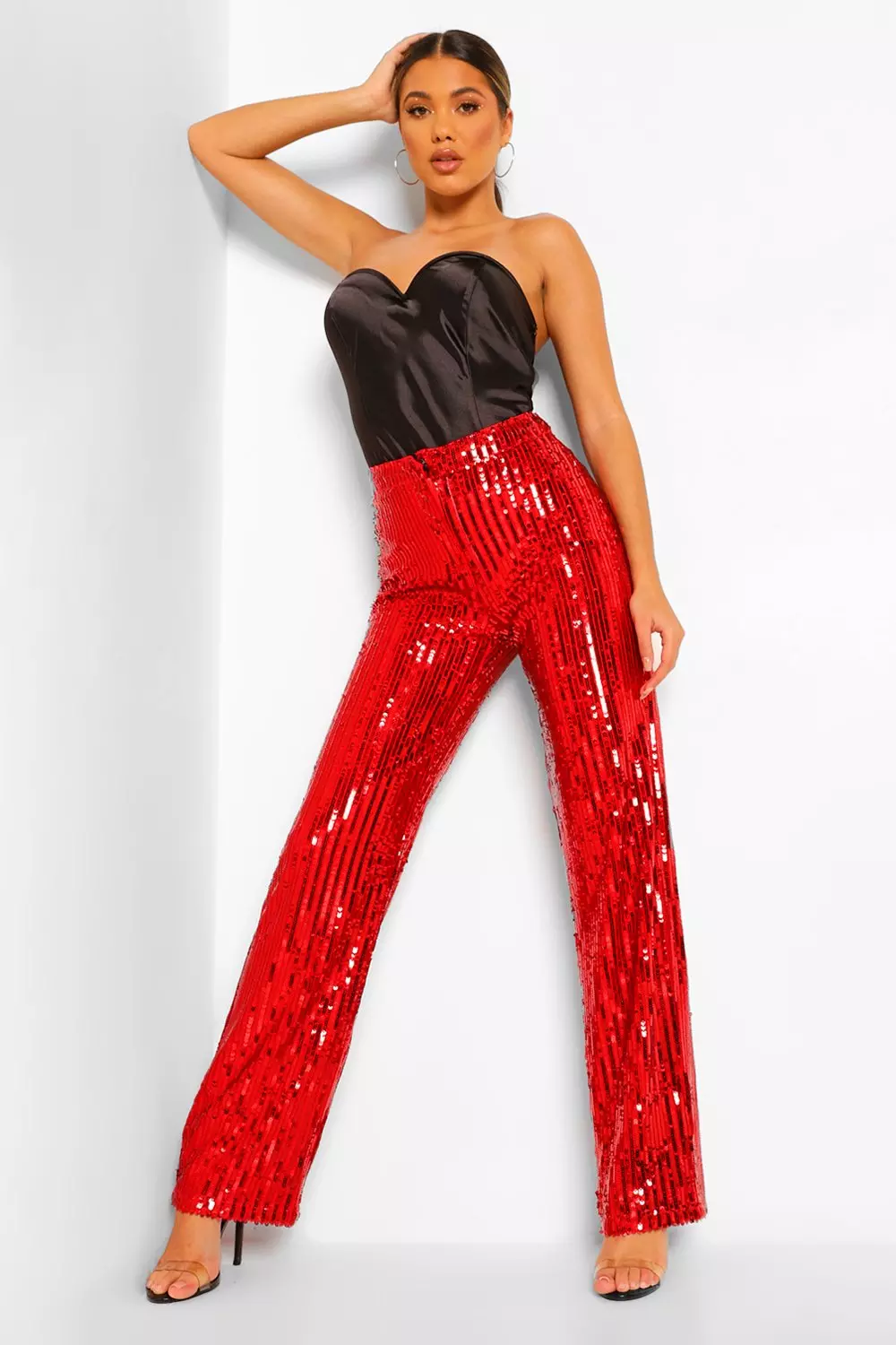 Red 2024 sequin pantsuit