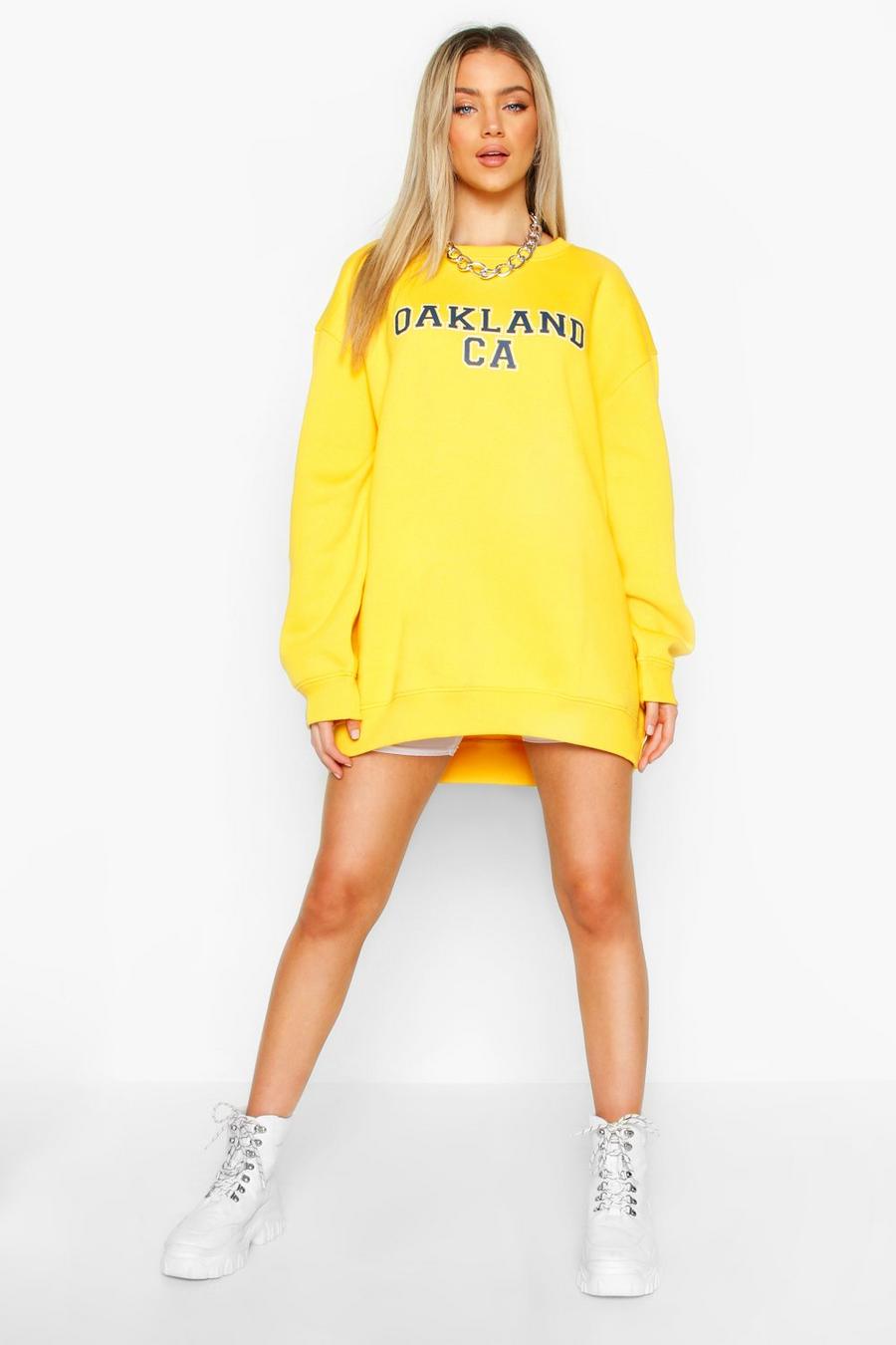 Mustard "Oakland" oversize sweatshirt med slogan image number 1