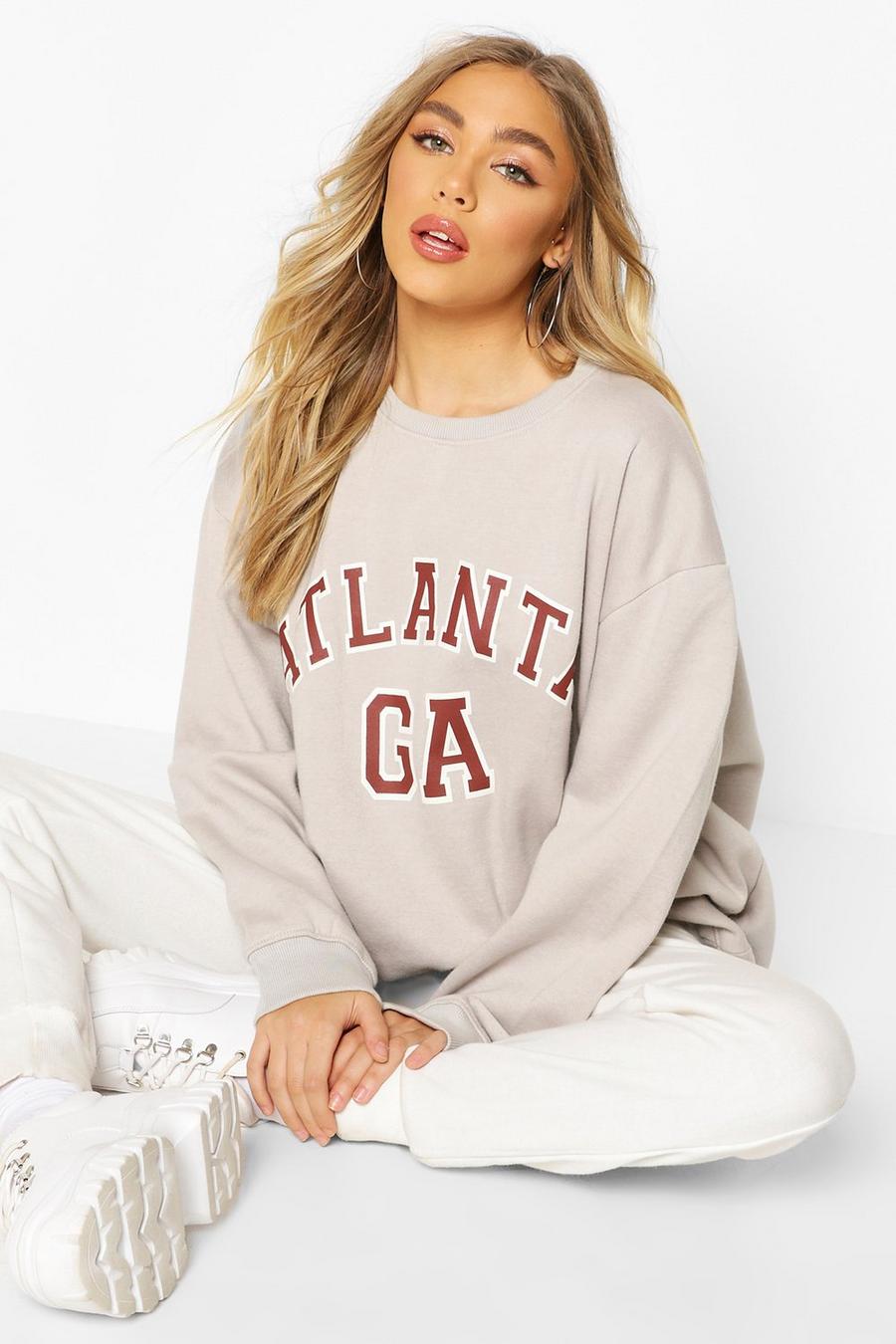 Ecru Atlanta oversize sweatshirt med slogan image number 1