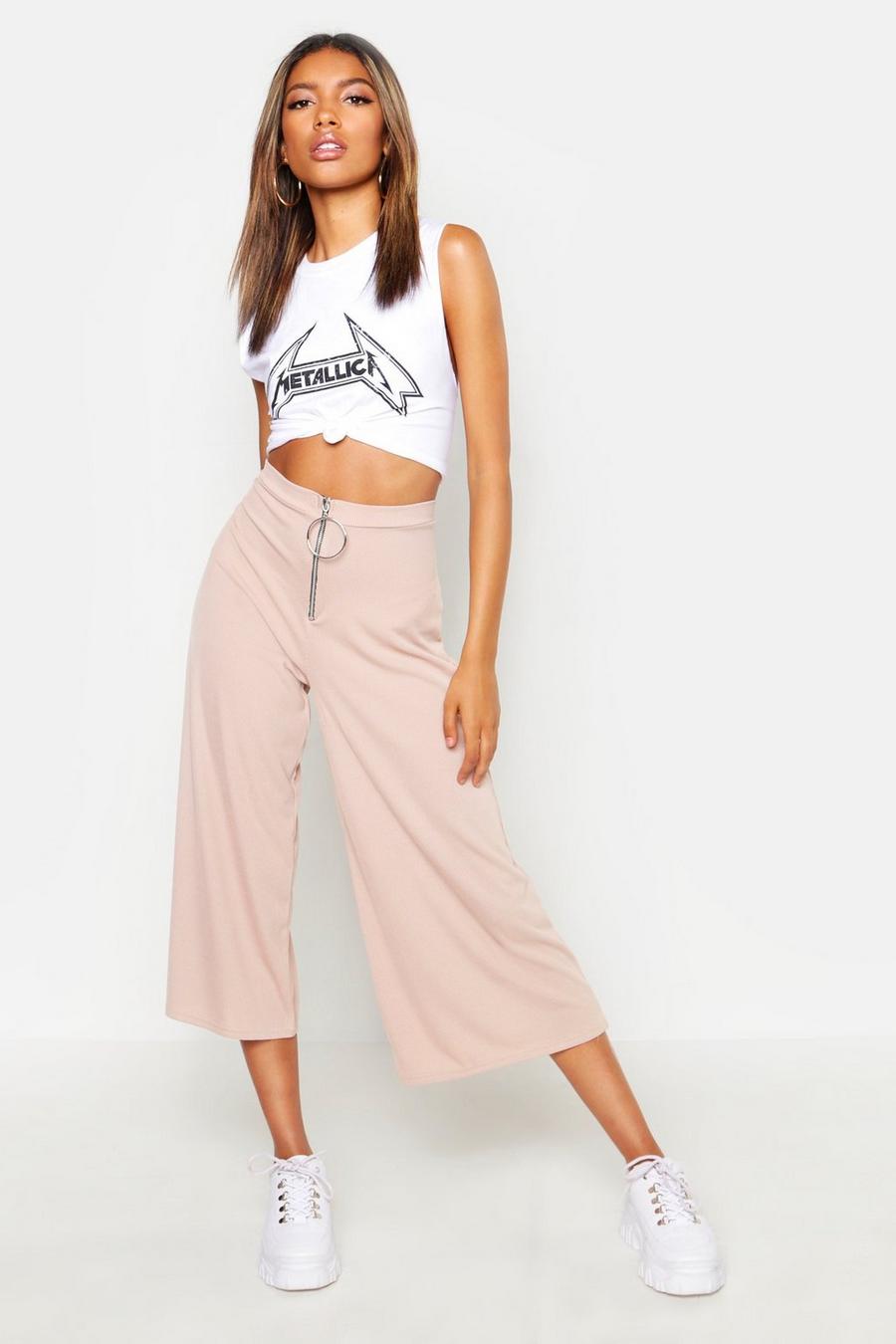 Sand O Ring Ribbed Slouchy Culottes image number 1