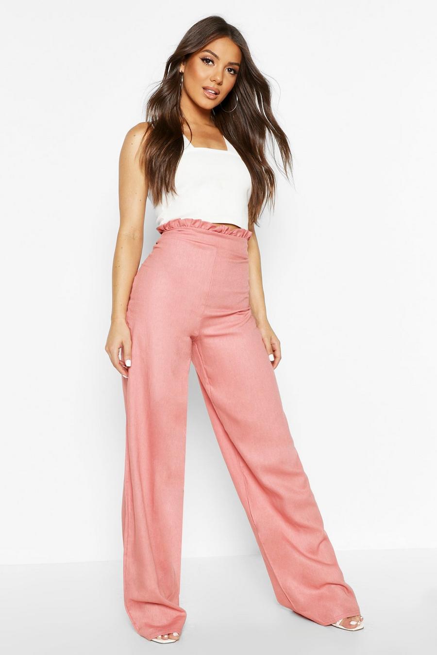 Paperbag Linen Wide Leg Trousers image number 1
