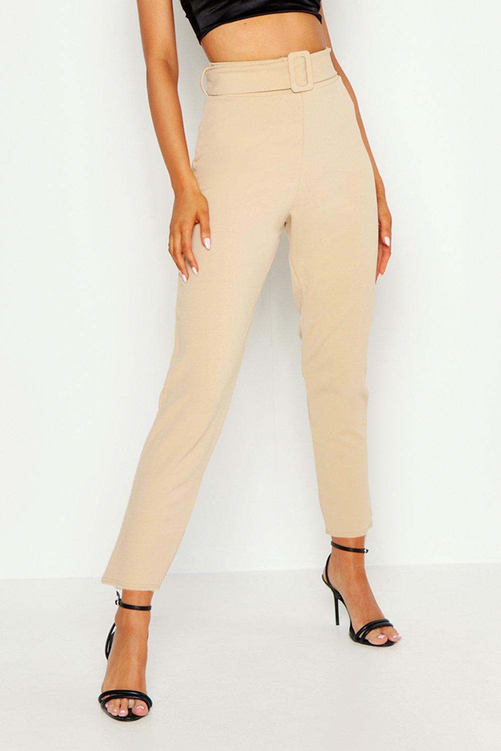 Belted Cigarette Trousers | Boohoo UK