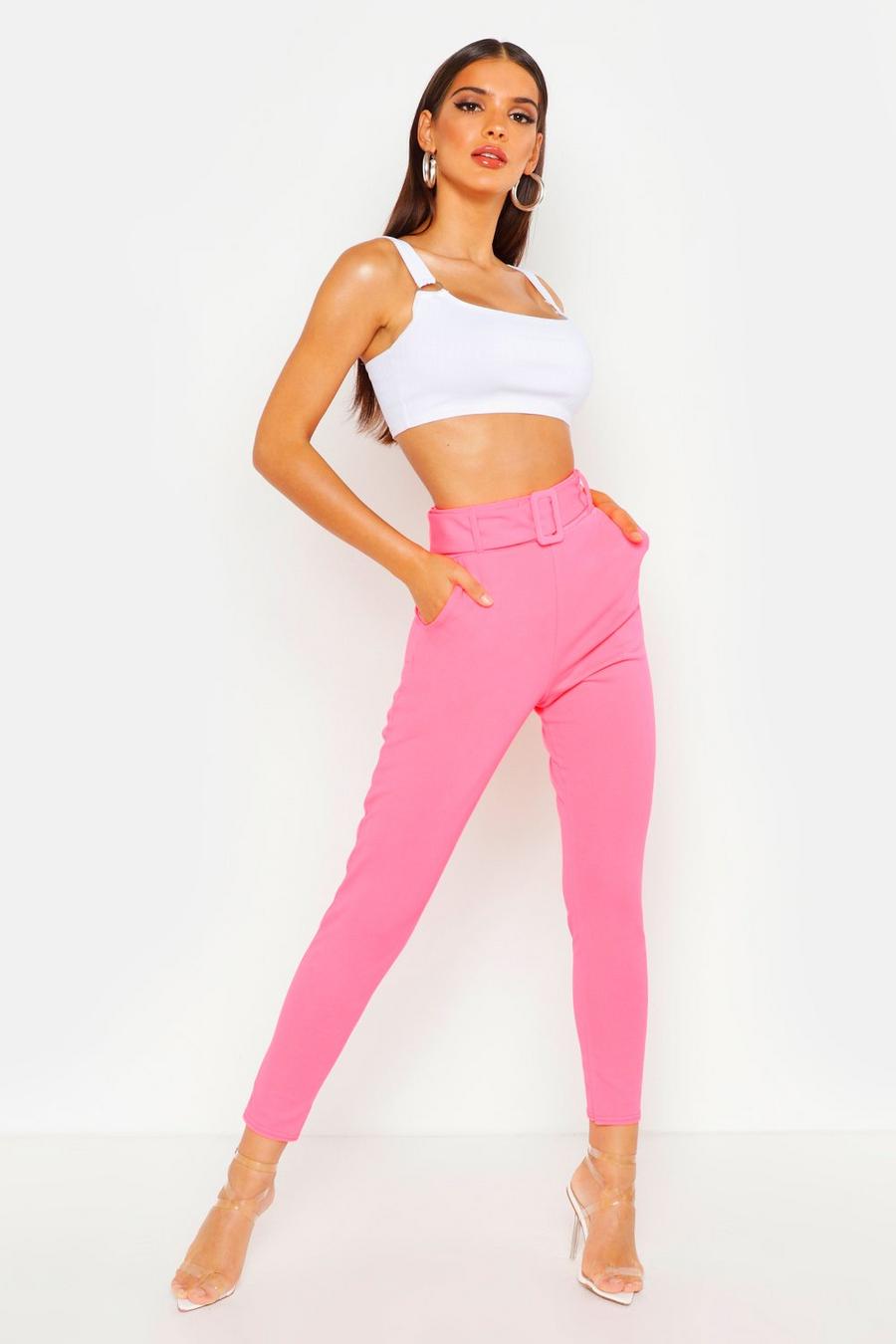 Neon-pink Neon Belted Cigarette Trouser image number 1