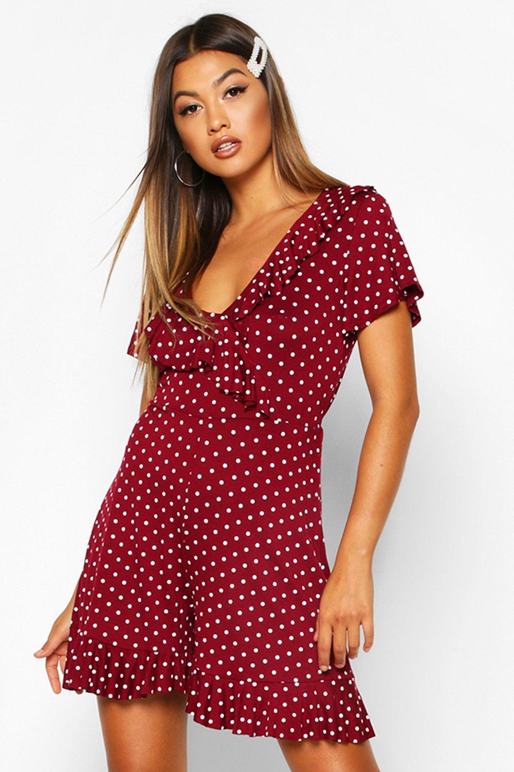 red polka dot playsuit