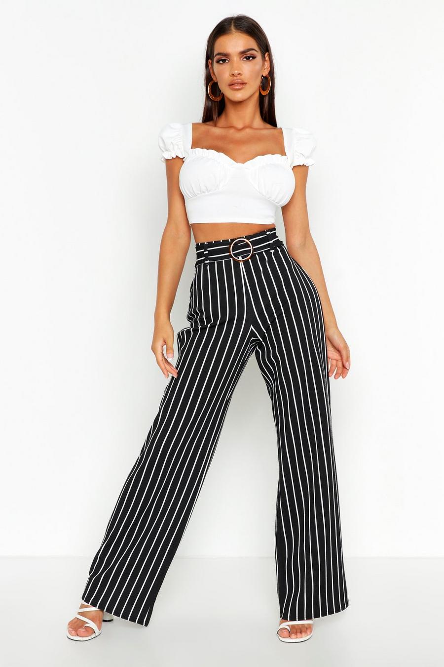 Belted Mono Stripe Wide Leg Trousers image number 1