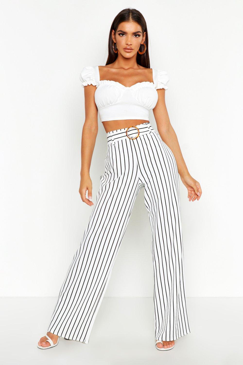 boohoo stripe trousers