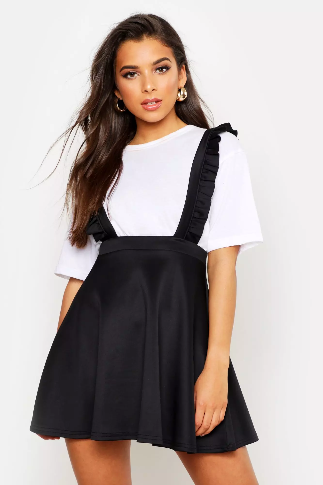 Ruffle Strap Pinafore Skater Skirt