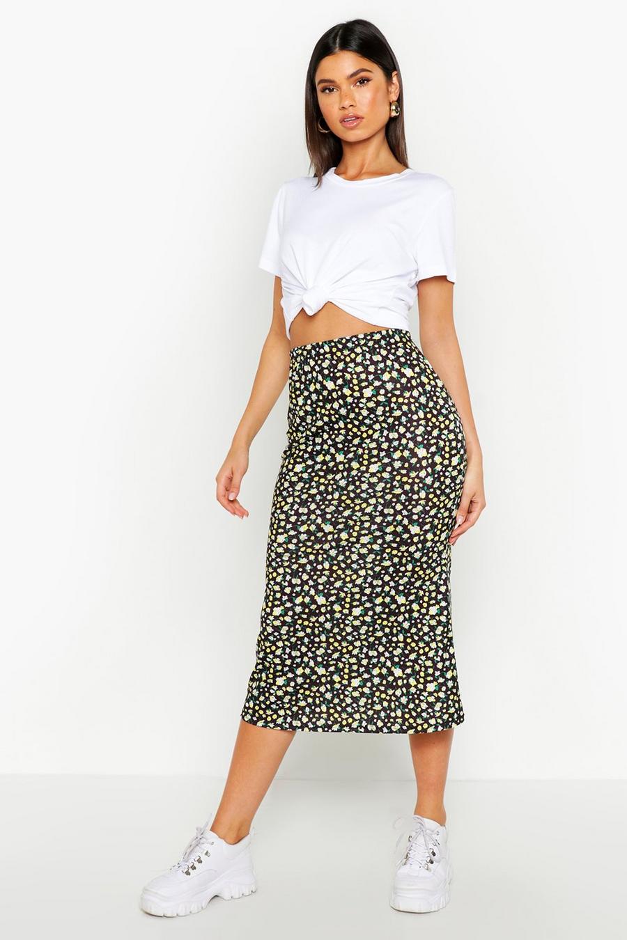 Ditsy Floral Fit & Flare Midi Skirt | boohoo