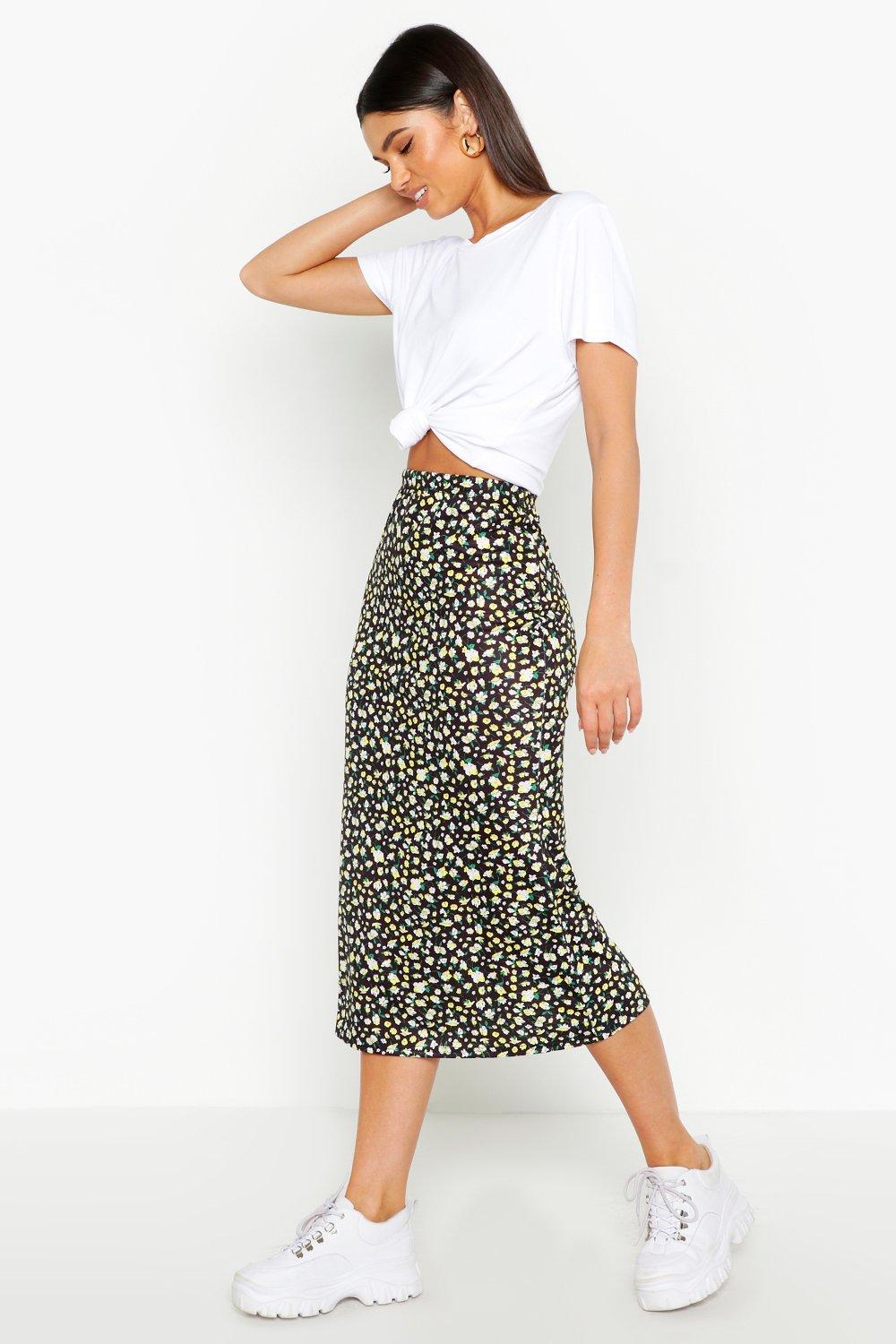 boohoo black midi skirt