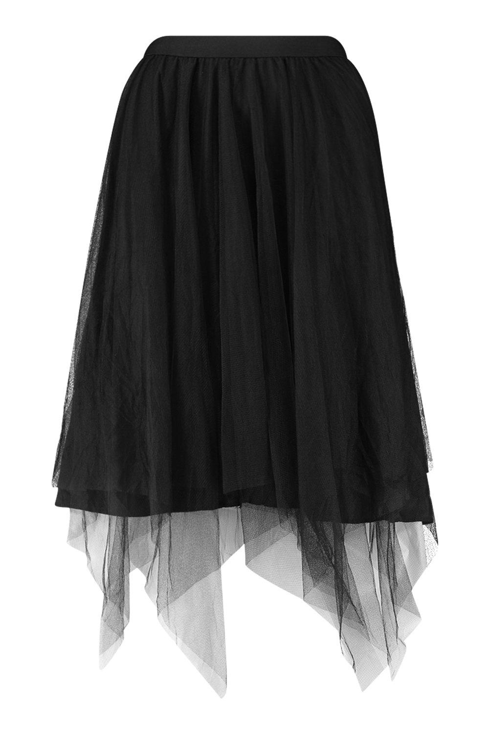 Boohoo tulle midi skirt in outlet black