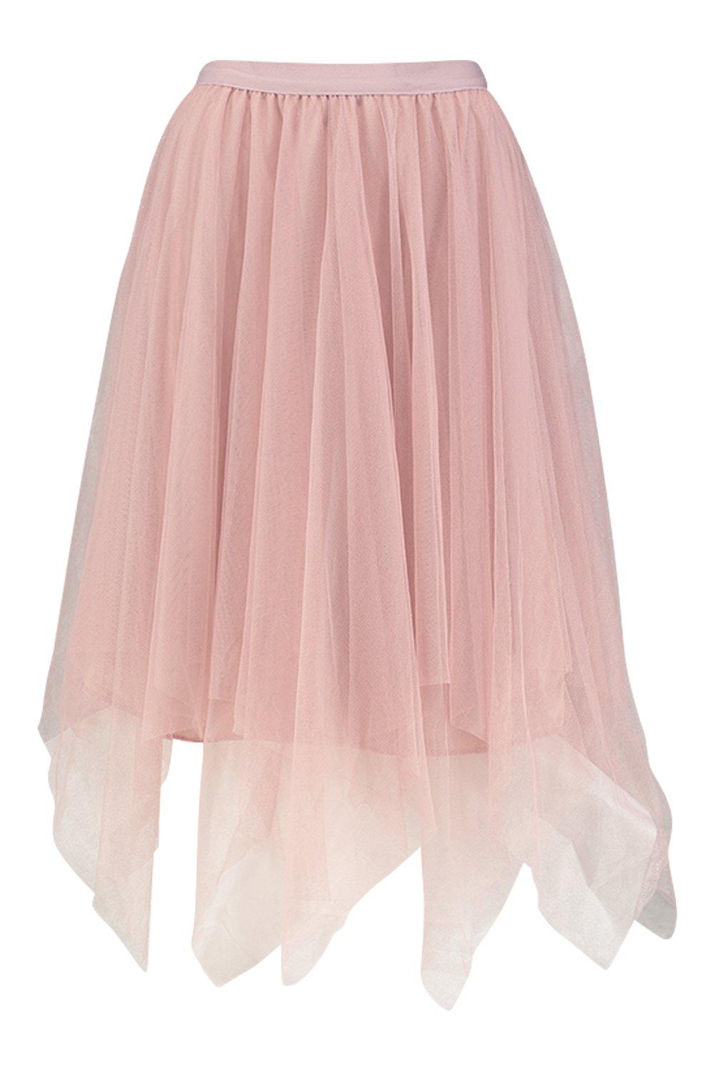 Ruffle Tulle Midi Skirt