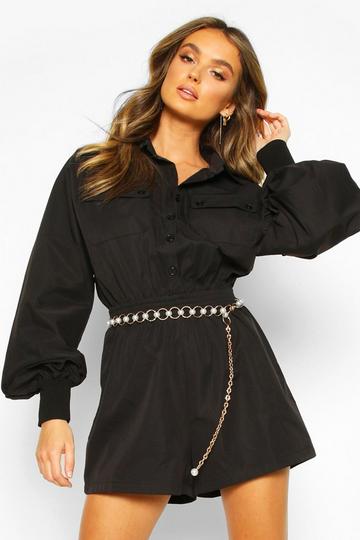 Black Utility Romper