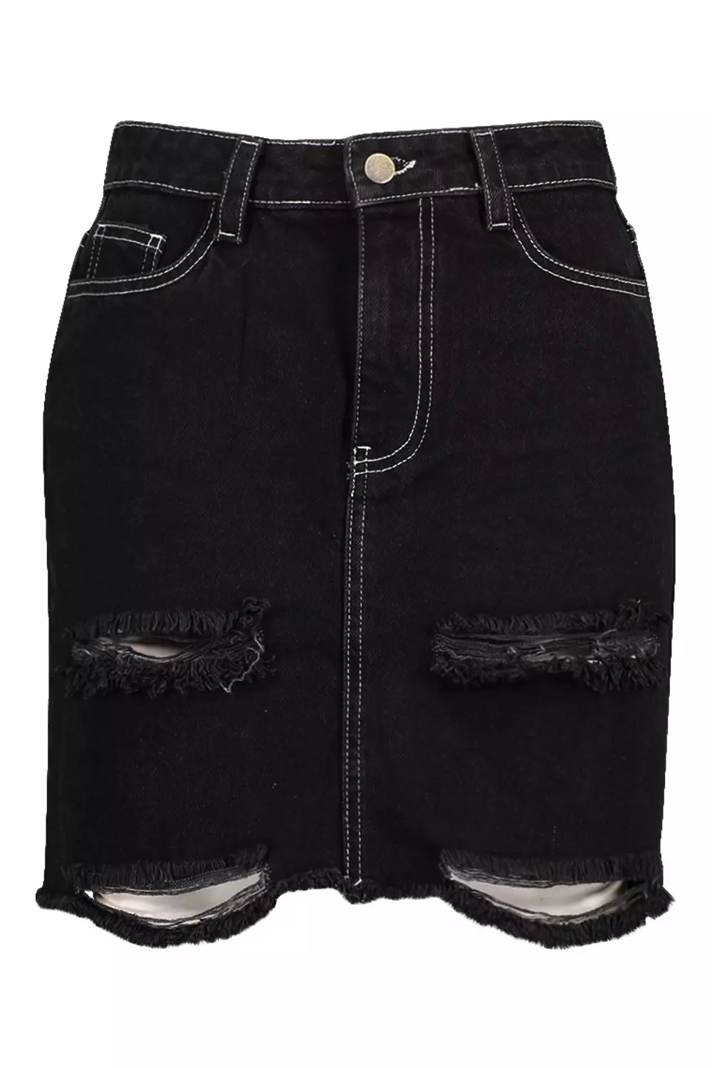 Black denim skirt contrast stitching best sale