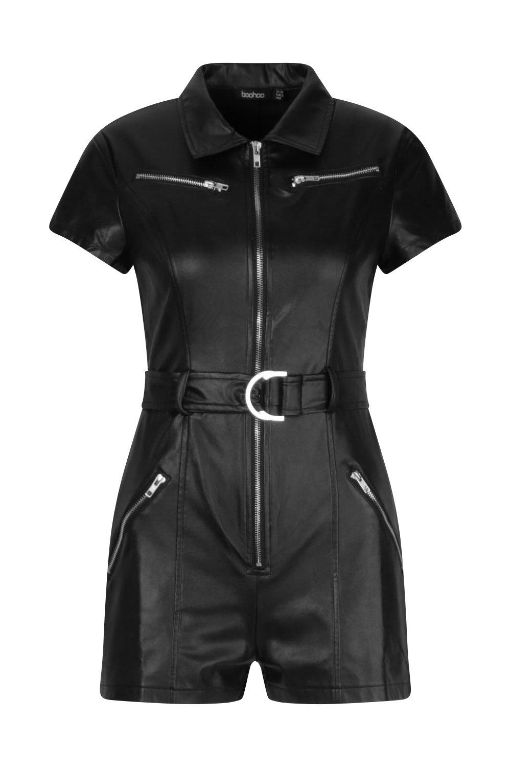 Leather sales look playsuit