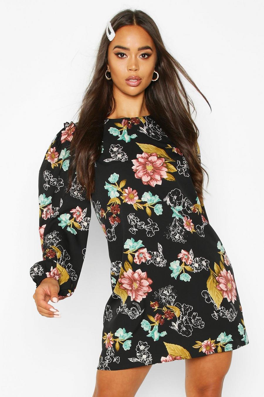 Floral Ruffle Detail Shift Dress image number 1