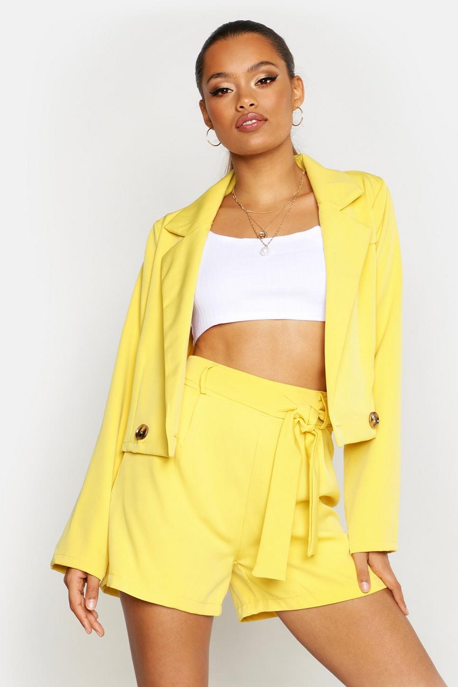 Yellow Cropped Blazer image number 1